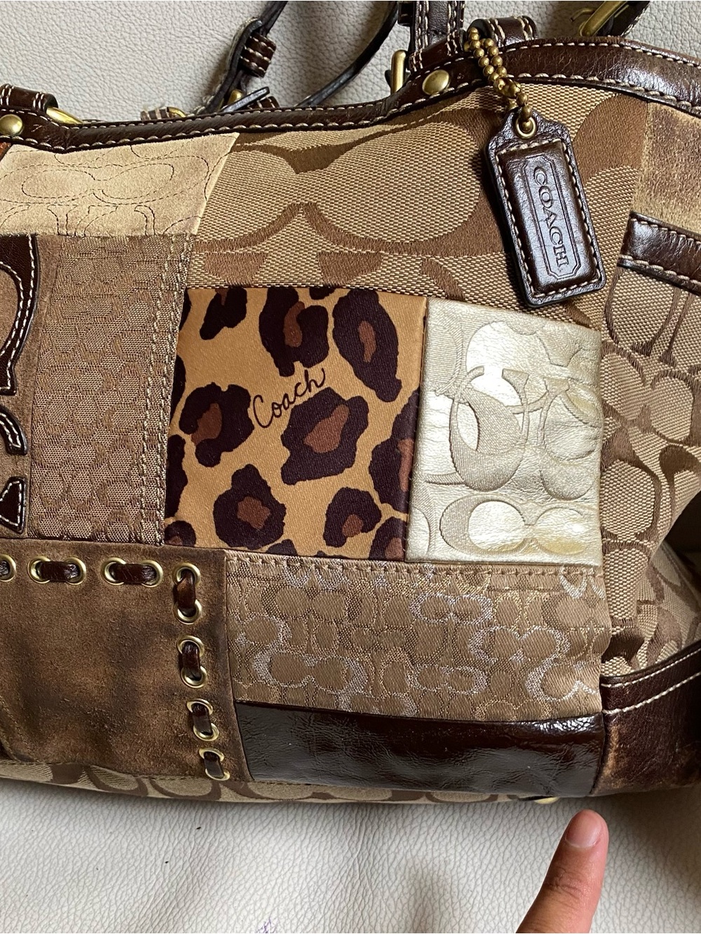 Coach Signature Patchwork Limited Edition Purse Bag F0873-F12843 Leopard VTG Y2K - Picture 11 of 12